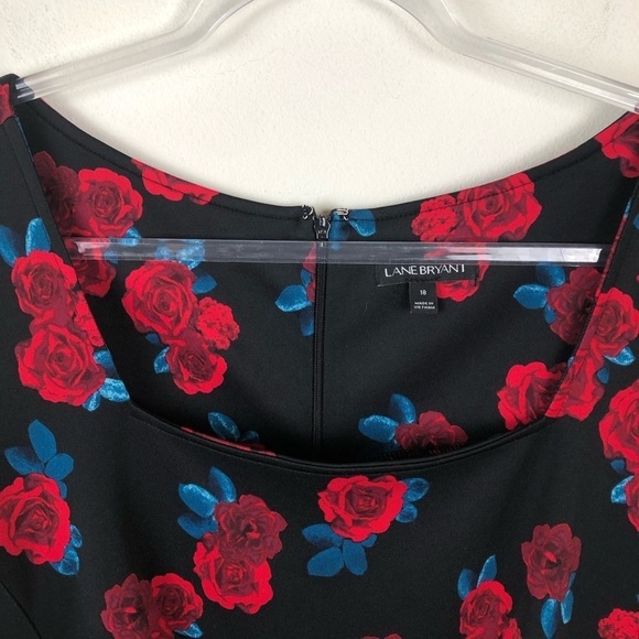 Lane Bryant- Black with Red Roses Fit and Flare dress size: 18 - Picture 4 of 12